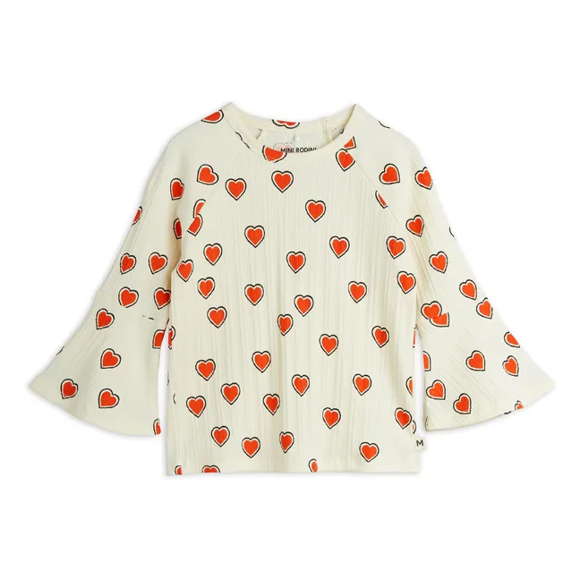 T-shirt Cœurs Coton Bio | Ecru