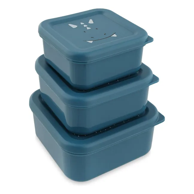 Mr. Triceratops 3-piece snack boxes | Blue