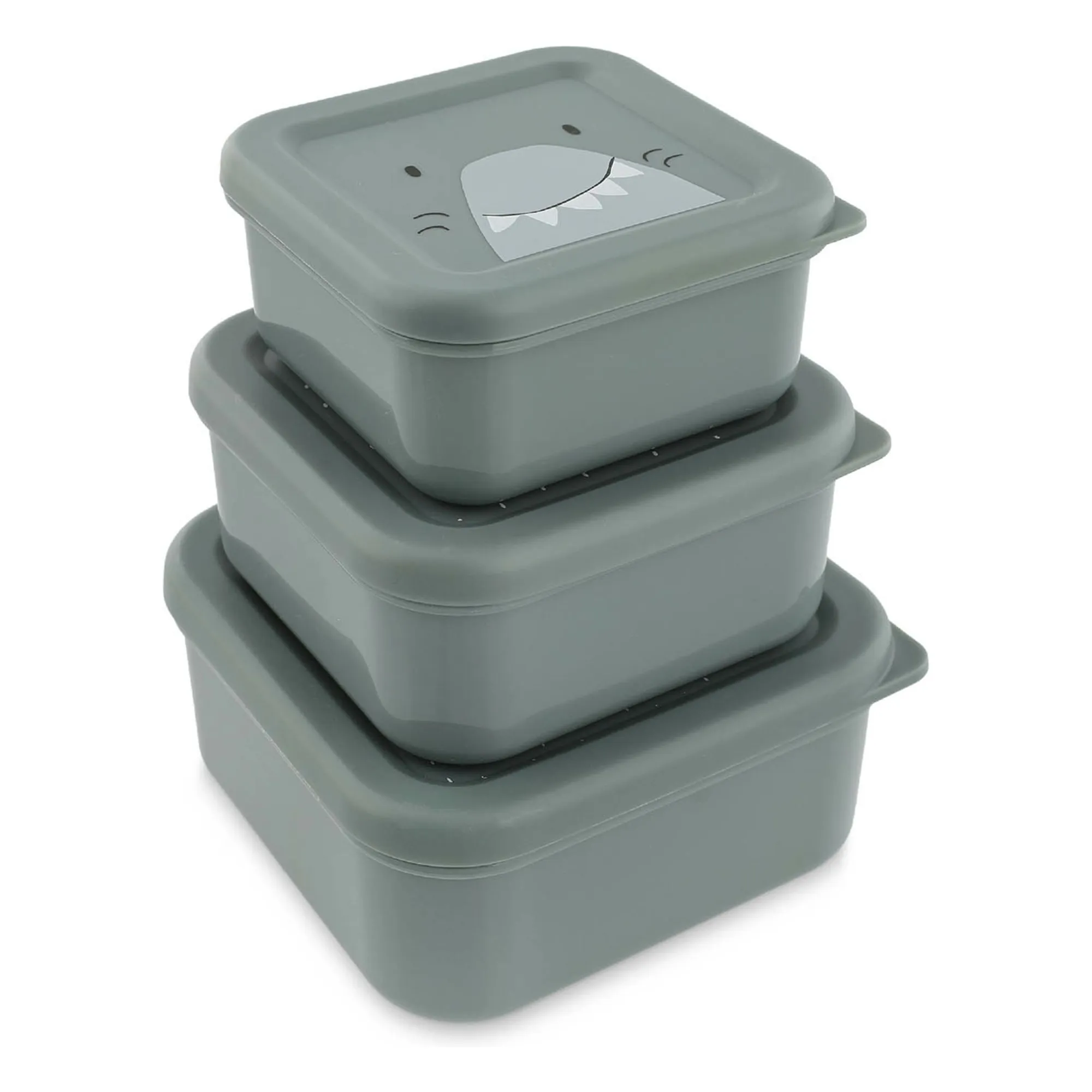 Trixie Grey Blue Mr. Shark 3-Piece Snack Boxes