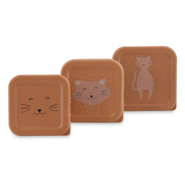 Mrs. Cat 3-piece snack boxes | Pink