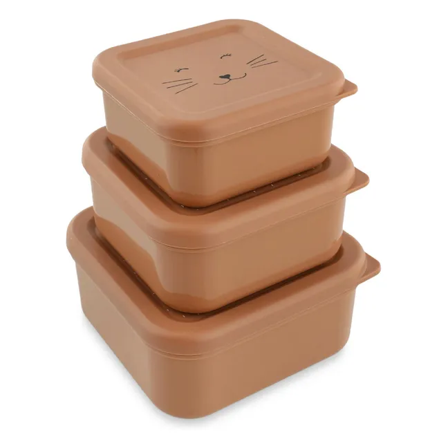 Mrs. Cat 3-piece snack boxes | Pink