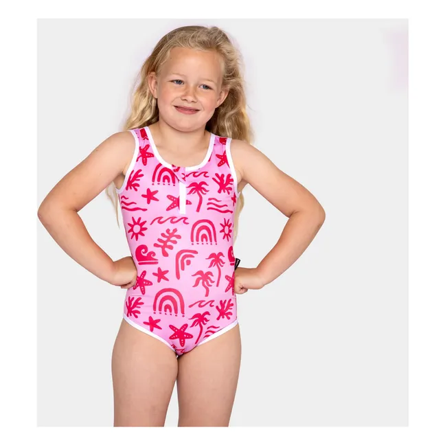 Maillot 1 Pièce Anti-UV Tropical Vibes Fibres Recyclées | Rose