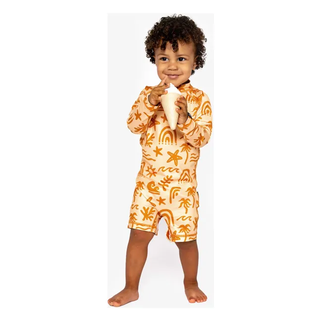 Tropical Vibes UV Protection Combishort Recycled Fibers | Apricot