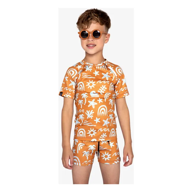 Short de Bain Anti-UV Tropical Vibes Fibres Recyclées | Orange