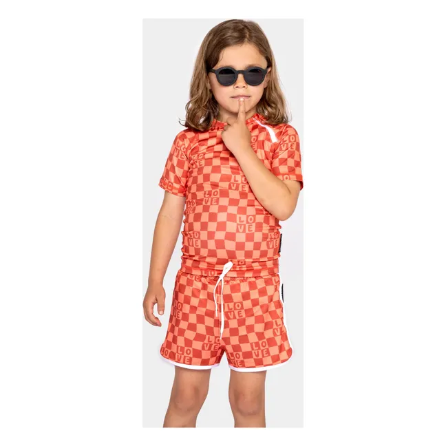 Camiseta Checkered Love Anti-UV Fibras recicladas | Coral