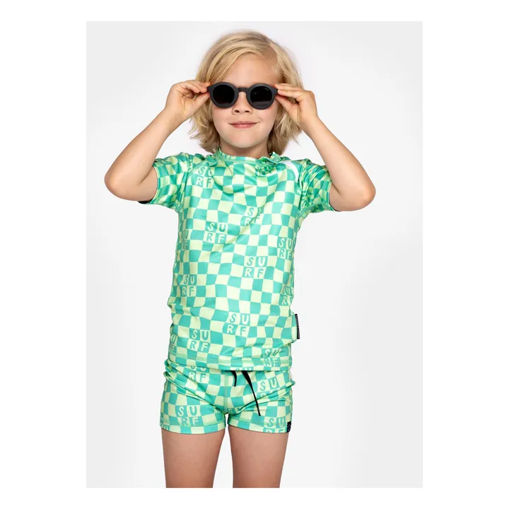 T-shirt Anti-UV Checkered Surf Fibres Recyclées | Vert- Image produit n°1