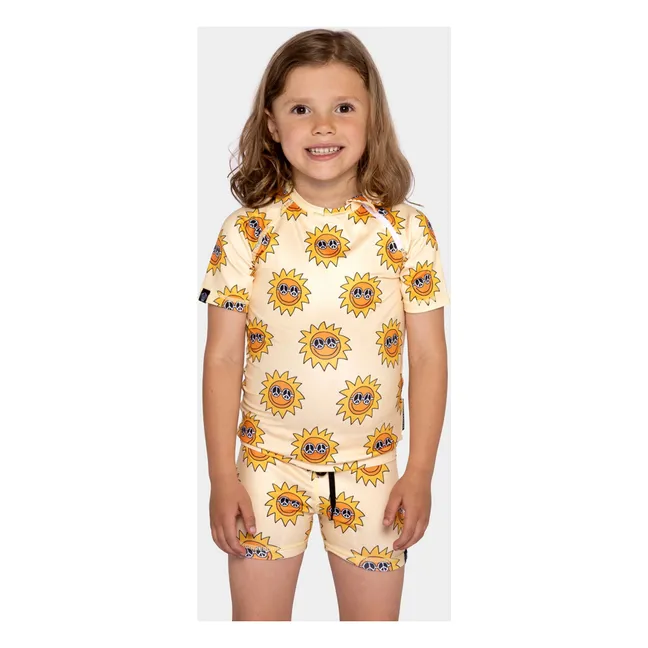 Short de Bain Anti-UV Spread Peace Fibres Recyclées | Jaune