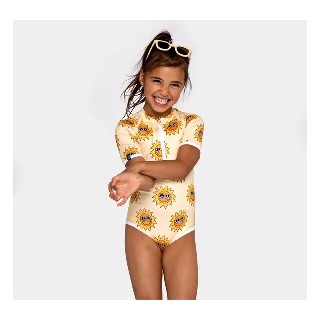 Maillot de Bain Anti-UV Spread Peace Fibres Recyclées | Jaune