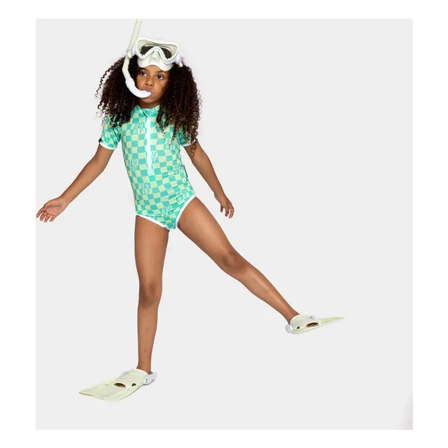 Maillot de Bain Anti-UV Checkered Surf Fibres Recyclées | Vert
