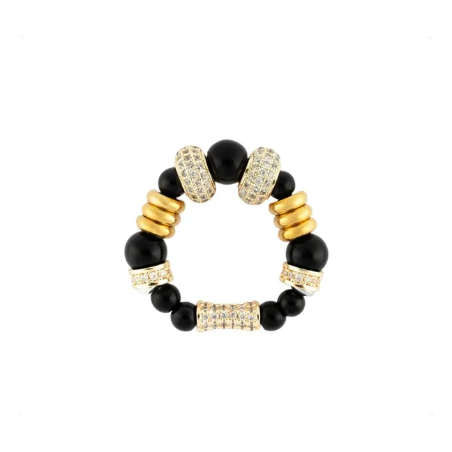 Anello doppio Nefertiti | Nero