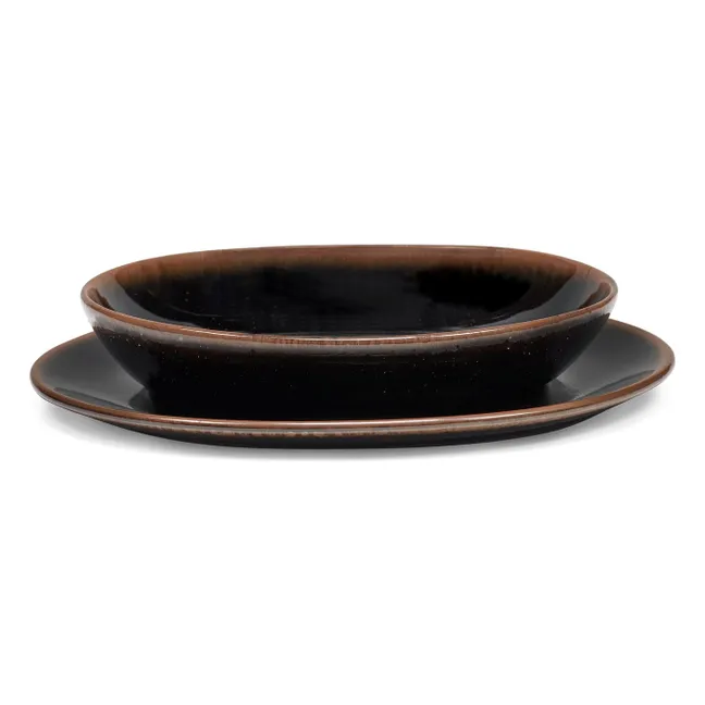 Out of lines soup plates, Uncharted - Set of 2 | Marrón