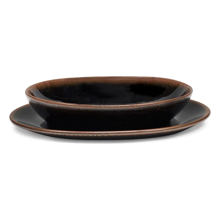 Assiettes creuses Out of lines, Uncharted - Set de 2 | Marron- Image produit n°5