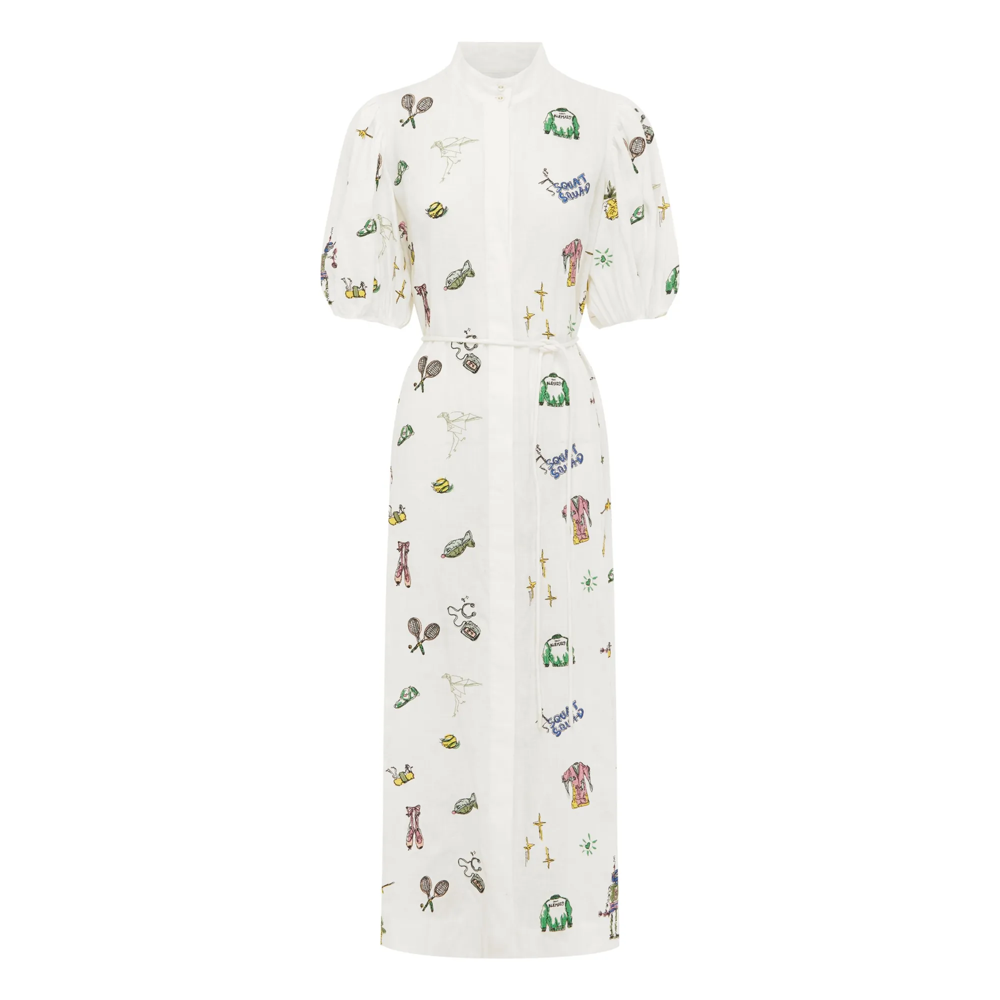 Alémais Cream Play Embroidered Linen Dress