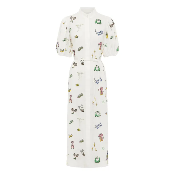 Robe Play Brodée Lin | Crème- Image produit n°0