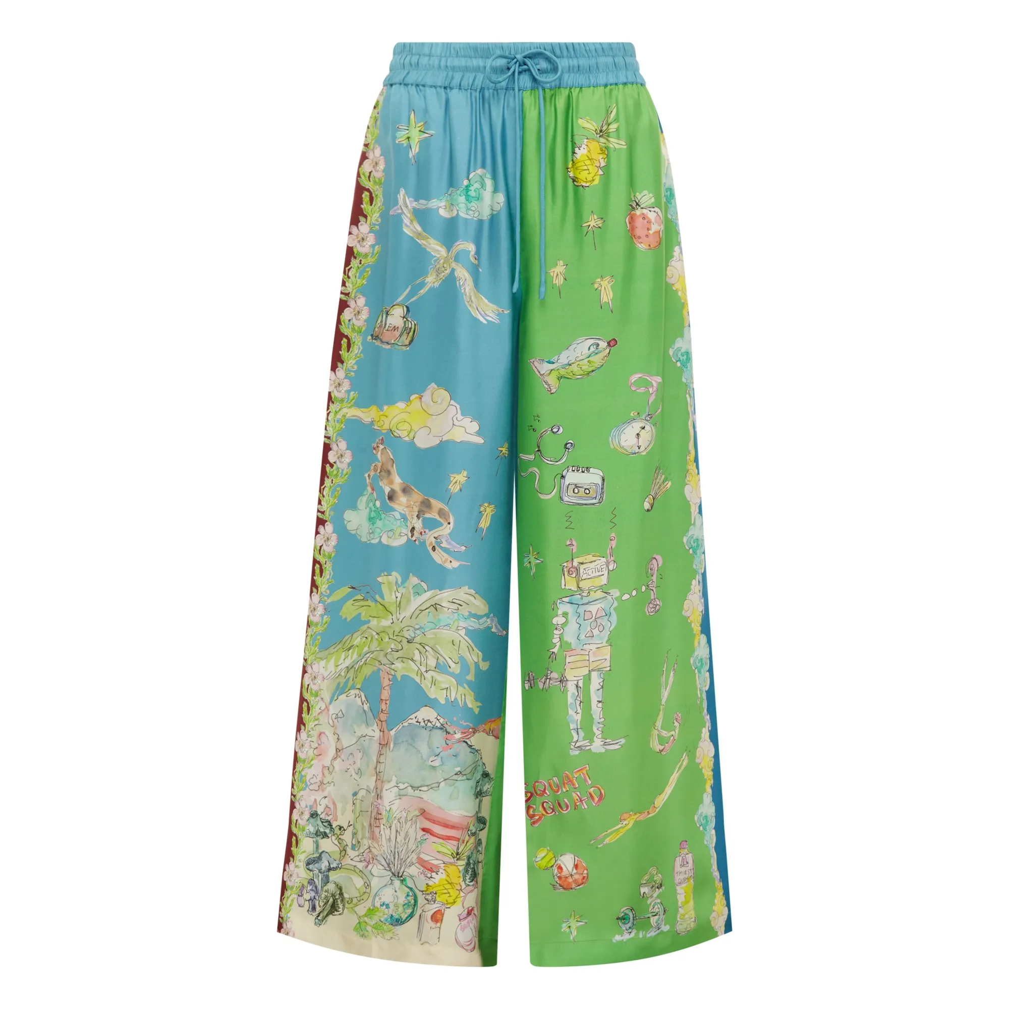 Alémais Blue Daria Silk Pants