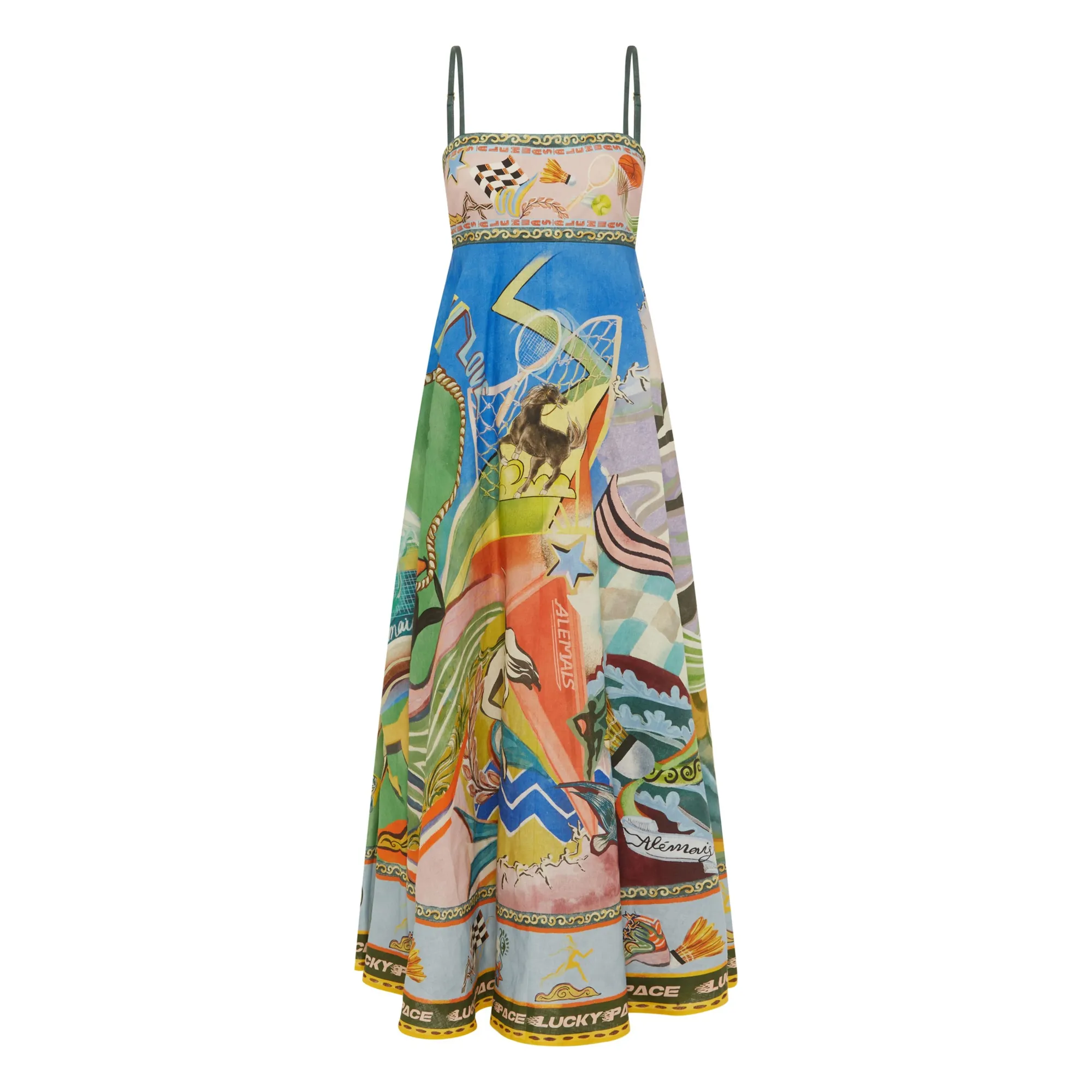 Alémais Blue Lucky Pace Linen Dress
