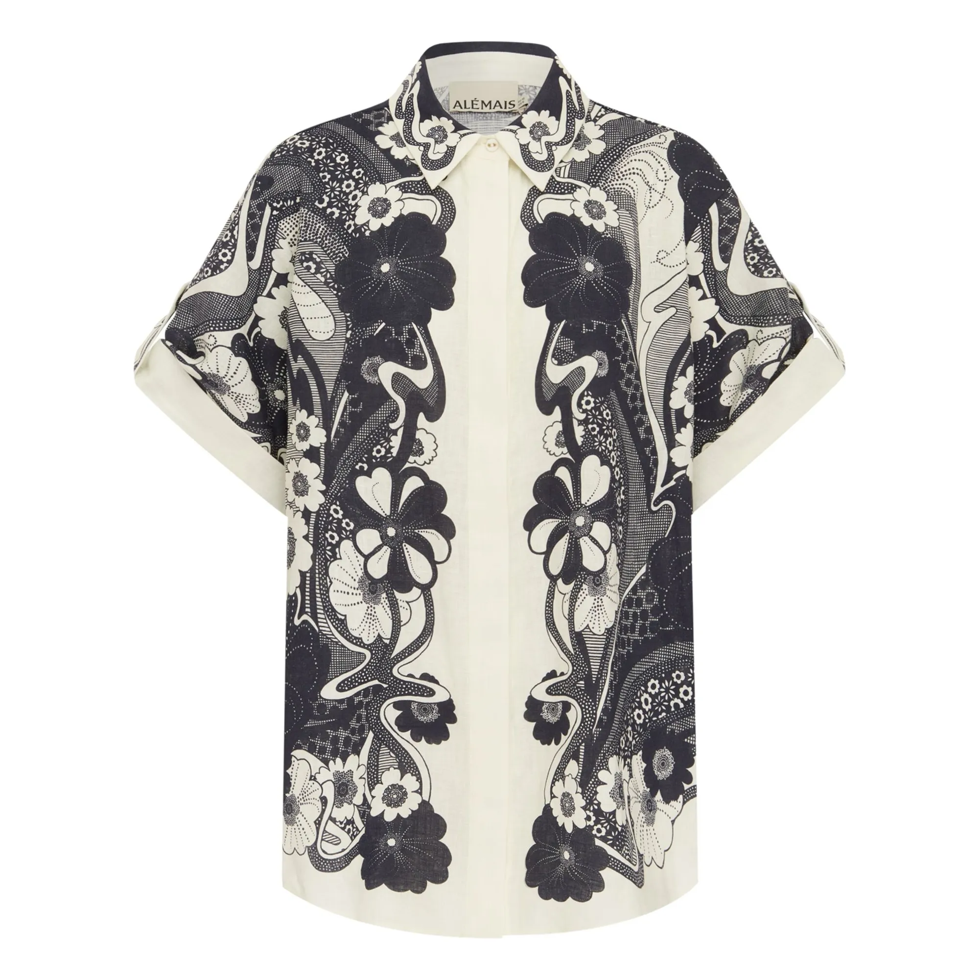 Alémais Navy Blue Mickey Linen Shirt
