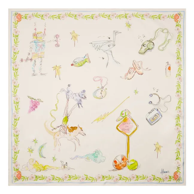 Sciarpa corta in seta | Avorio