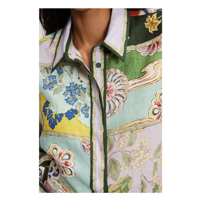 Camicia Bianca in lino | Verde acqua