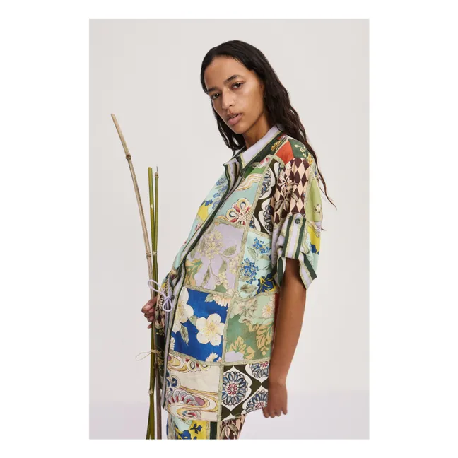 Camicia Bianca in lino | Verde acqua