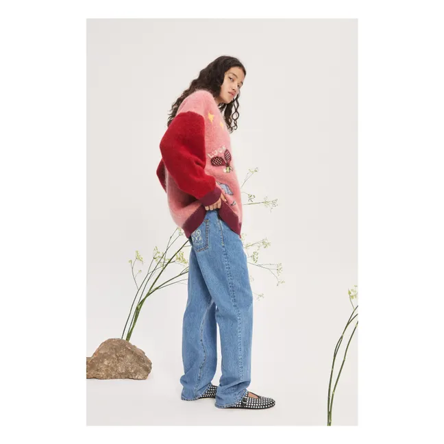 Kurze Strickjacke Alpaka und Mohair | Rosa