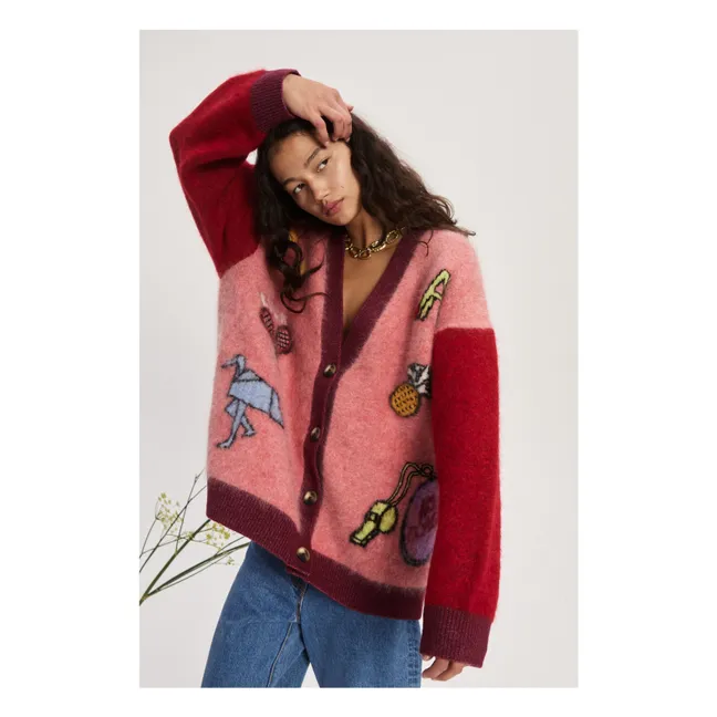 Kurze Strickjacke Alpaka und Mohair | Rosa