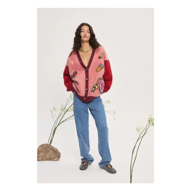 Kurze Strickjacke Alpaka und Mohair | Rosa