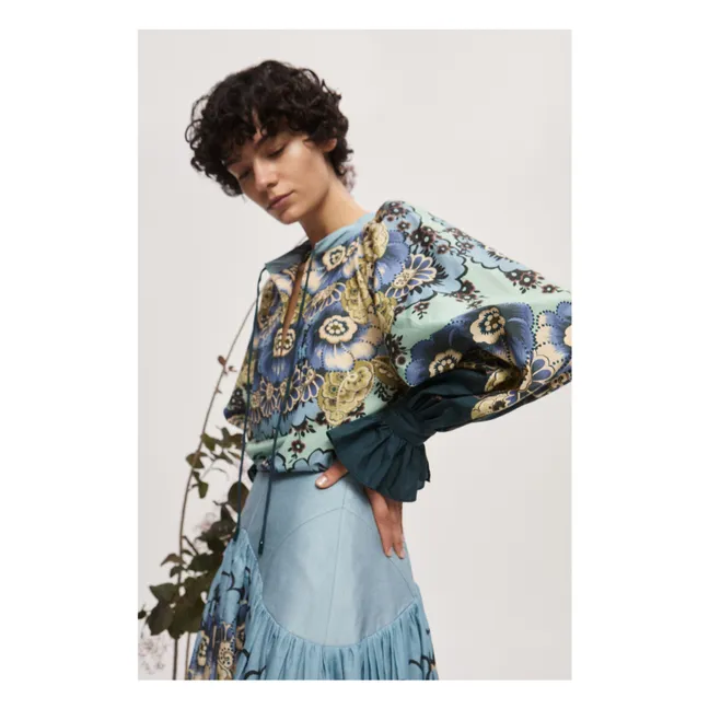 Bluse Madalena Baumwolle und Seide | Blau