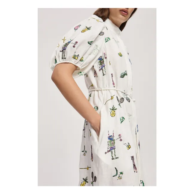 Robe Play Brodée Lin | Crème