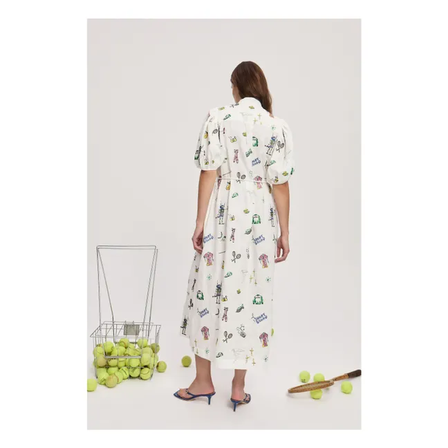 Abito da gioco ricamato in lino | Crema