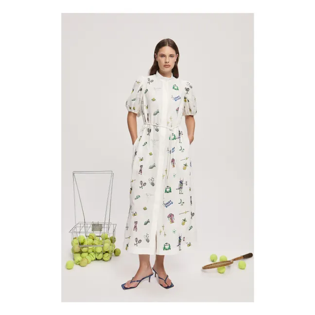 Besticktes Play-Kleid Leinen | Cremefarben