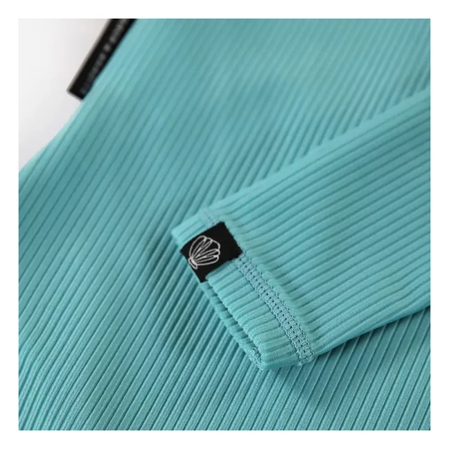 Maillot de Bain Anti-UV Côtelée Fibres Recyclées | Turquoise