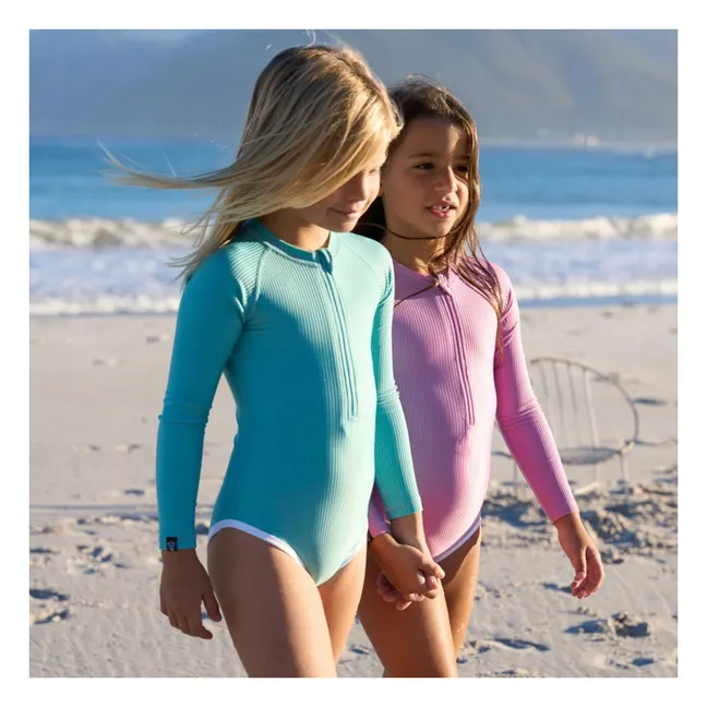 Maillot de Bain Anti-UV Côtelée Fibres Recyclées | Turquoise