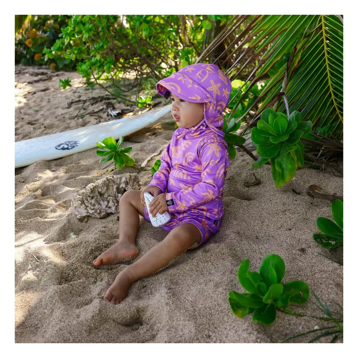 Combishort Anti-UV Tropical Vibes Fibres Recyclées | Violet- Image produit n°2