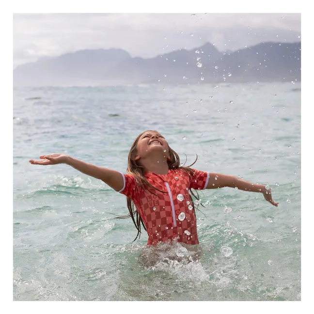 Maillot de Bain Anti-UV Checkered Love Fibres Recyclées | Corail