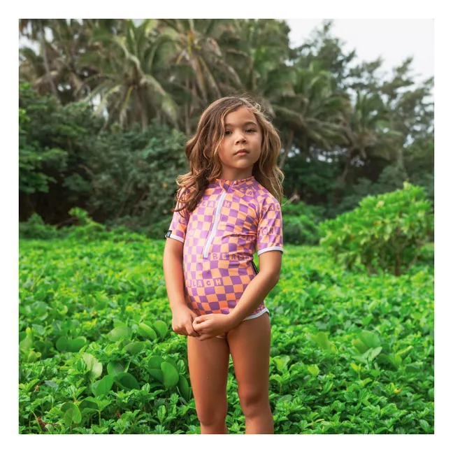 Maillot de Bain Anti-UV Checkered Beach Fibres Recyclées | Violet