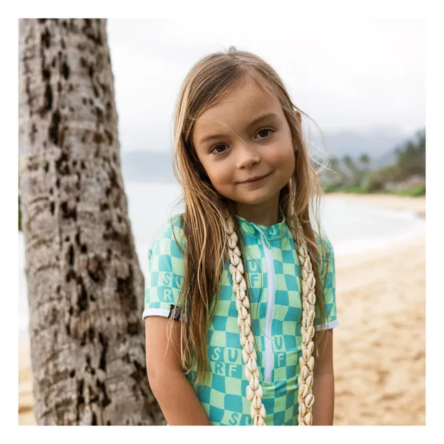 Maillot de Bain Anti-UV Checkered Surf Fibres Recyclées | Vert