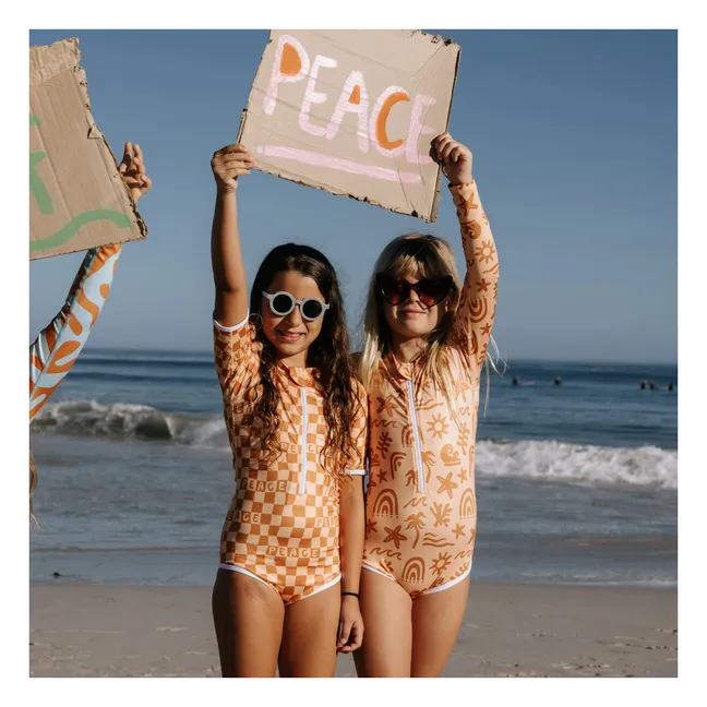 Tropical Vibes Anti-UV Badeanzug aus recycelten Fasern | Apricot