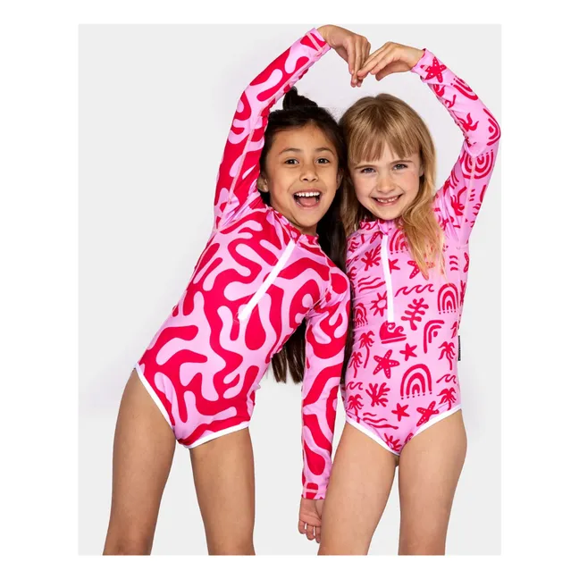 Maillot de Bain Anti-UV Tropical Vibes Fibres Recyclées | Rose