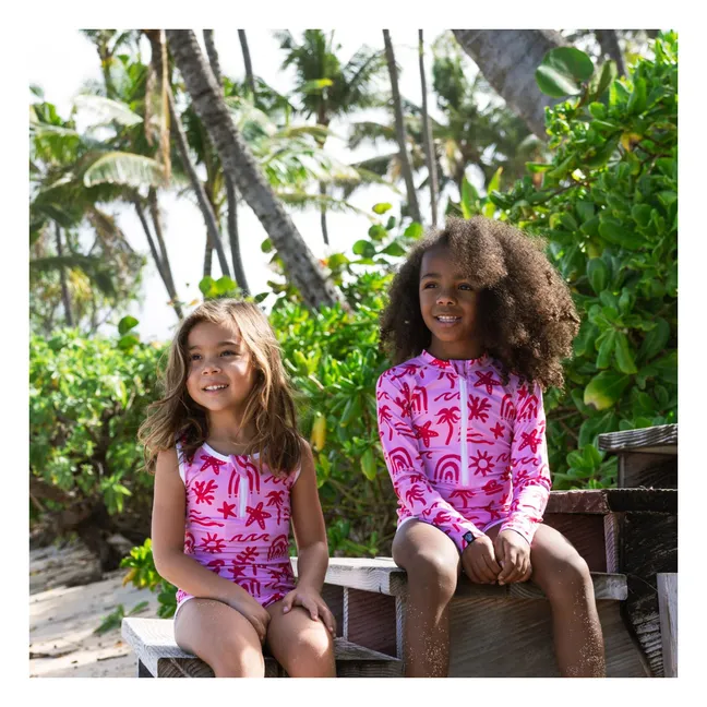 Maillot de Bain Anti-UV Tropical Vibes Fibres Recyclées | Rose