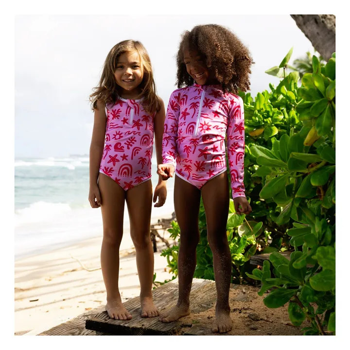Maillot 1 Pièce Anti-UV Tropical Vibes Fibres Recyclées | Rose- Image produit n°3