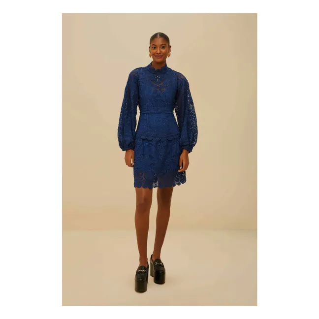 Parrot Garden Guipure dress | Navy blue