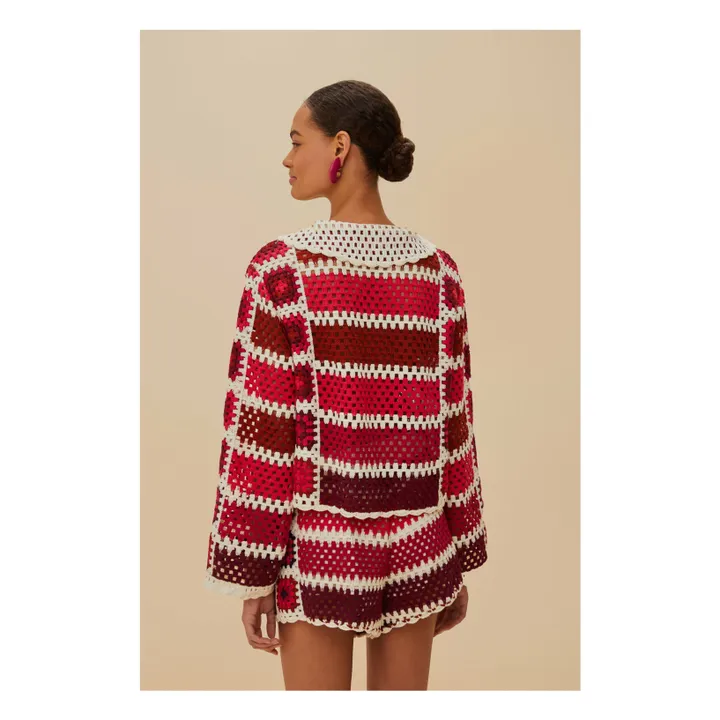 Cardigan Colorful Crochet Tiles | Rouge- Image produit n°2