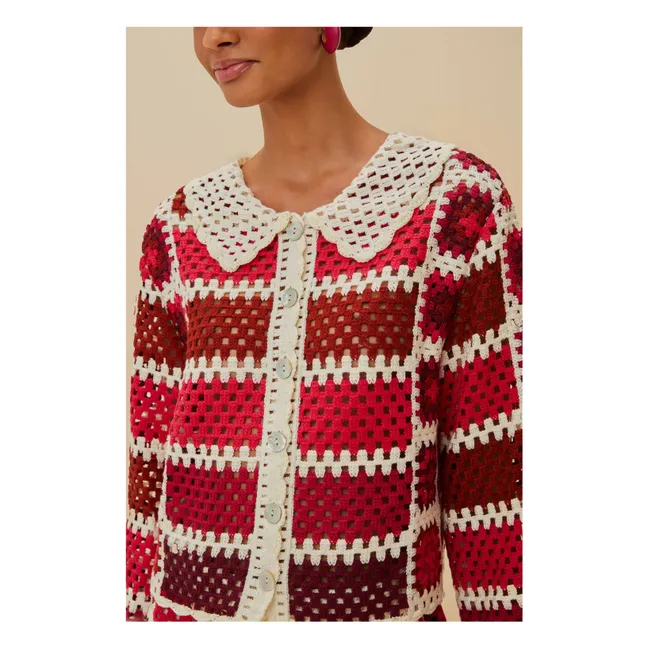 Colorful Crochet Tiles shirt | Red