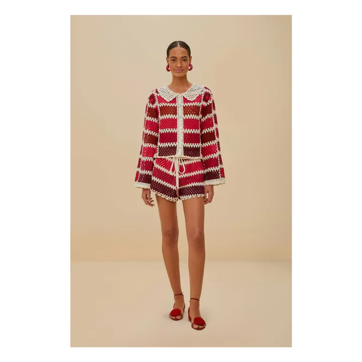 Cardigan Colorful Crochet Tiles | Rouge- Image produit n°1