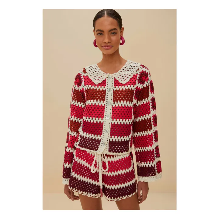 Cardigan Colorful Crochet Tiles | Rouge- Image produit n°0