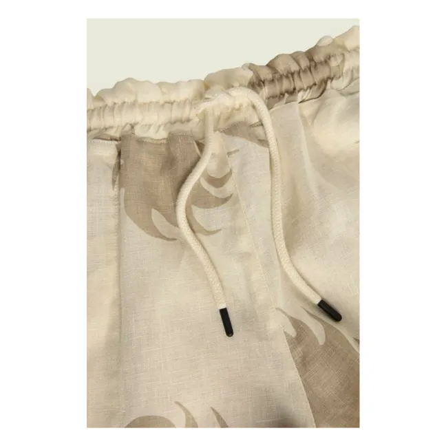 Short Hazel Ember Drizzle Lin | Beige