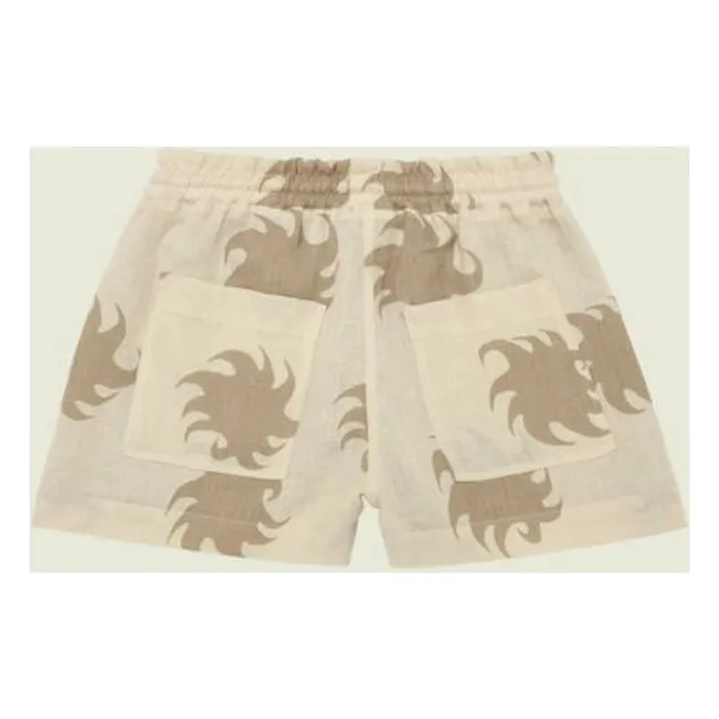 Short Hazel Ember Drizzle Lin | Beige
