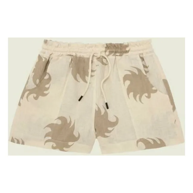 Short Hazel Ember Drizzle Lin | Beige