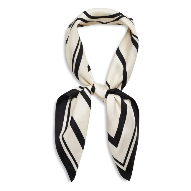 York Monogram Silk Scarf | Ivory